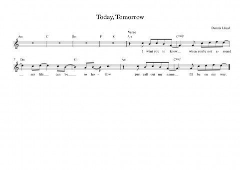 Sheet Music Dennis Lloyd - Today, Tomorrow