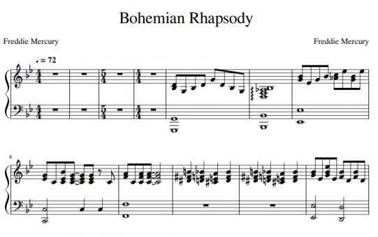 Sheet Music Queen - Bohemian Rhapsody