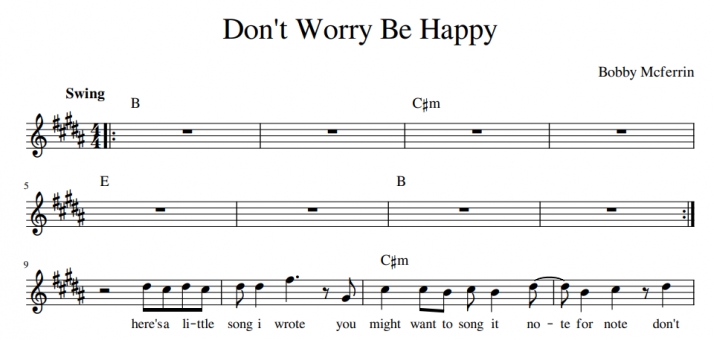 Sheet Music Bobby Mcferrin - Don't Worry, Be Happy