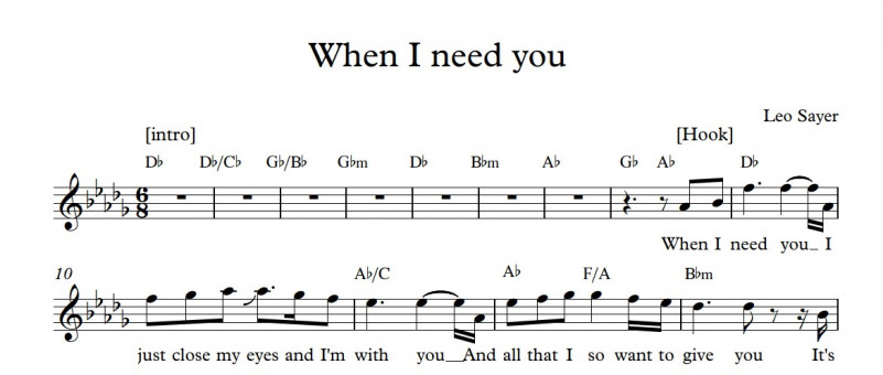 Sheet Music Leo Sayer - When I Need You