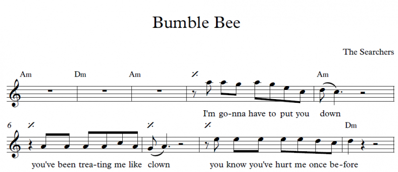 Sheet Music The Searchers - Bumble Bee