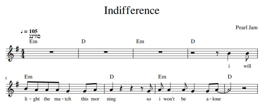 Sheet Music Pearl Jam - Indifference