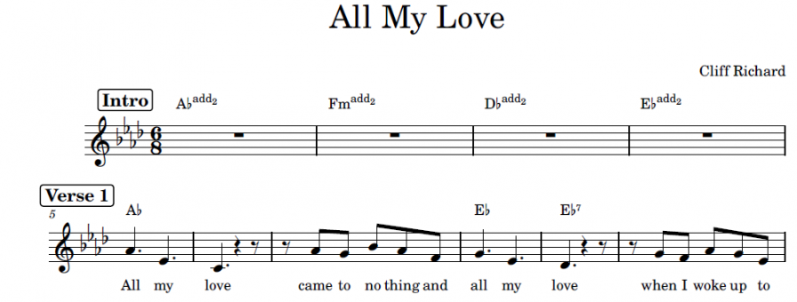 Sheet Music Cliff Richard - All My Love