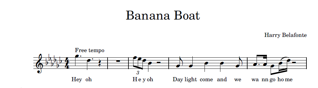 Sheet Music Harry Belafonte - Banana Boat