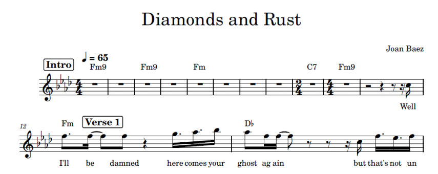 Sheet Music Joan Baez - Diamonds and Rust