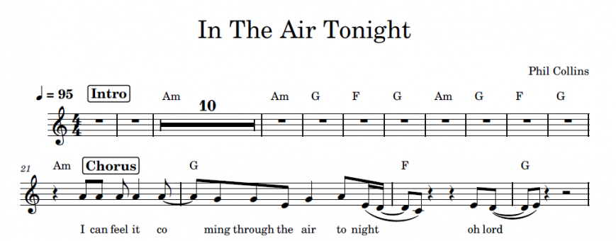 Sheet Music Phil Collins - In The Air Tonight