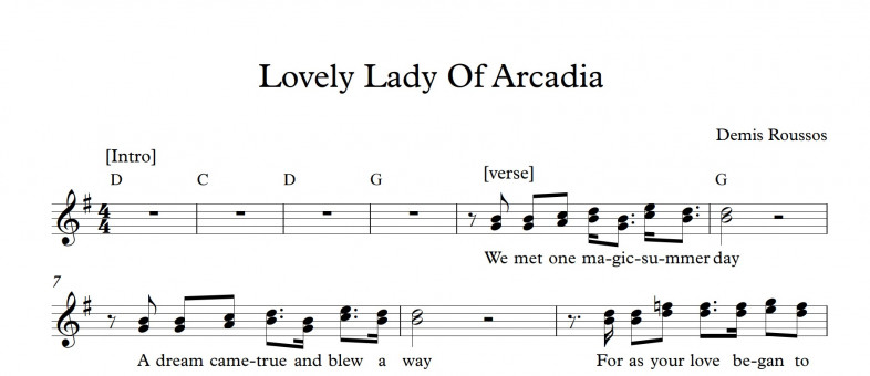 Sheet Music Demis Roussos - Lovely Lady of Arcadiaa