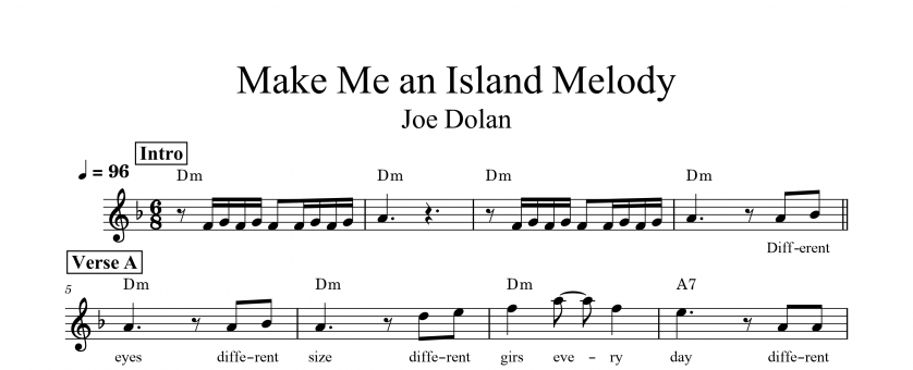Sheet Music Joe Dolan - Make Me An Island