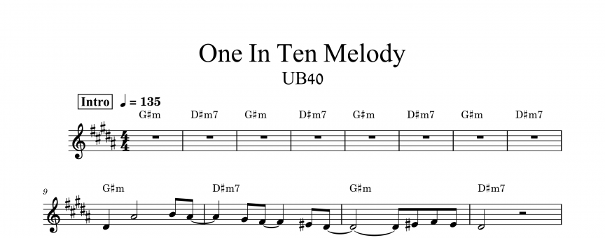 Sheet Music UB40 - One In Ten