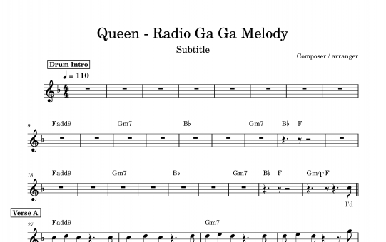 Sheet Music Queen - Radio Ga Ga