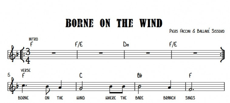 Sheet Music Ballaké Sissoko and Piers Faccini - Borne On The Wind