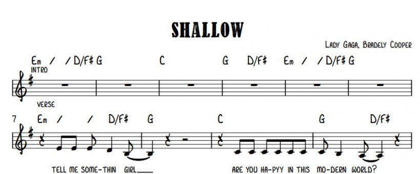 Sheet Music Lady Gaga and Bradley Cooper - Shallow